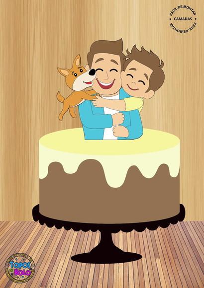 Arquivos de Corte Topo de Bolo Papai com Filho e Dog