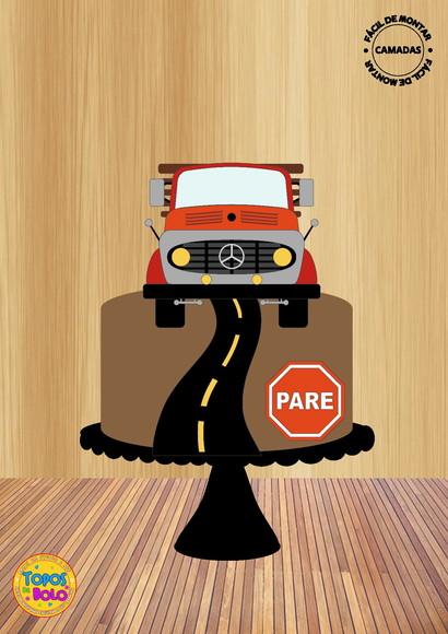 Arquivo de Corte Topo de Bolo Caminhão Antigo Camadas
