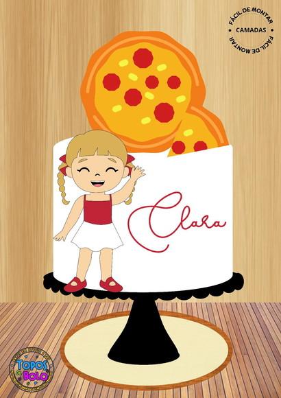 Arquivo de Corte Topo de Bolo Menina e Pizza