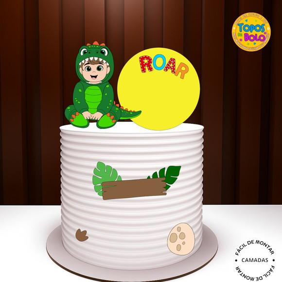 Arquivo de Corte Topo de Bolo Menino Dino