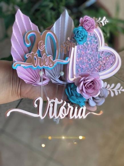 Arquivo de Corte Topo de Bolo Coração e Flor Plissada