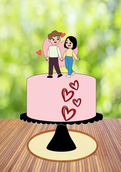 Topo de Bolo Casal Apaixonados - Arquivo Digital