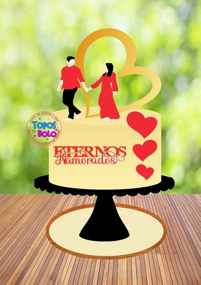 Topo de Bolo Eternos Namorados - Arquivo Digital