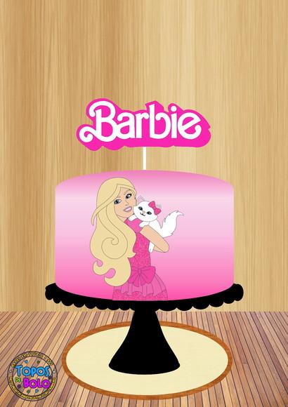 Arquivo de Corte Topo de Bolo Barbie e Gatinha