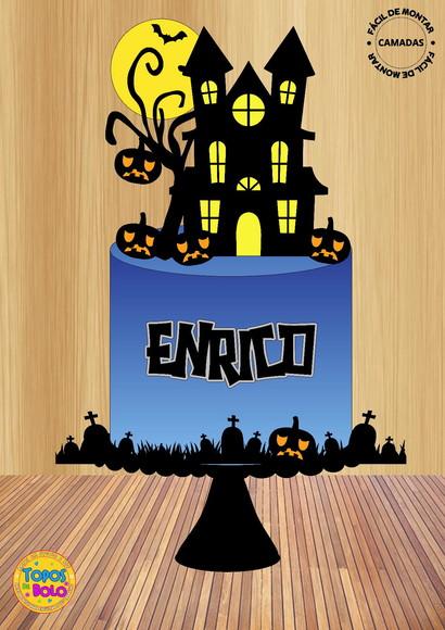 Arquivos de Corte Topo de Bolo Halloween Casa Assombrada