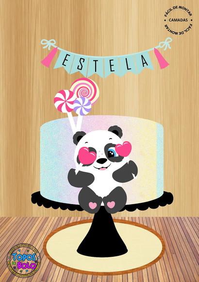 Arquivo de Corte Topo de Bolo Panda com Pirulito