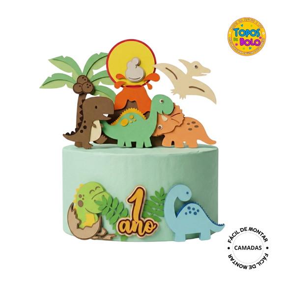 Arquivo de Corte Topo de Bolo Dinossauros Camadas Infantil