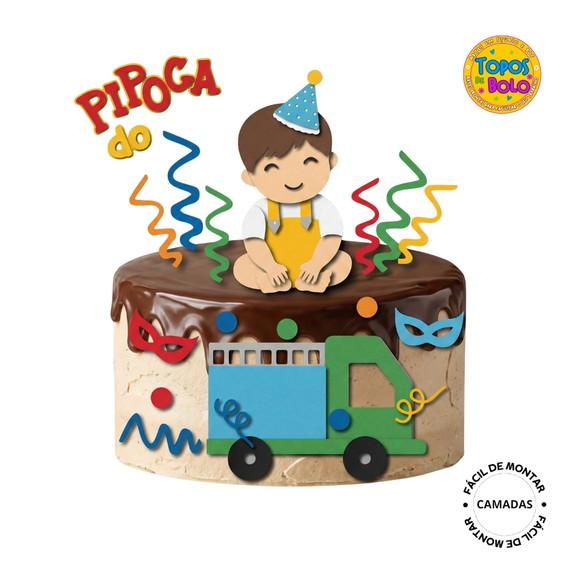 Arquivo de Corte Topo de Bolo Carnaval Menino Baby Pipoca