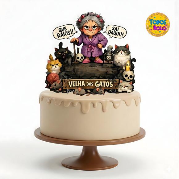 Arquivo de Corte Topo de Bolo Velha dos Gatos