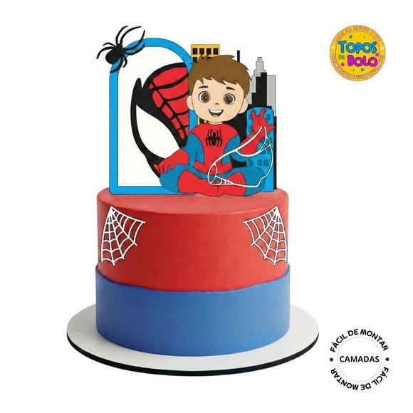 Arquivo de Corte Topo de Bolo Menino Aranha Camadas 01