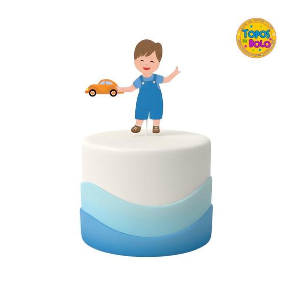 Arquivo Topo de Bolo Menino Carrinho Camadas