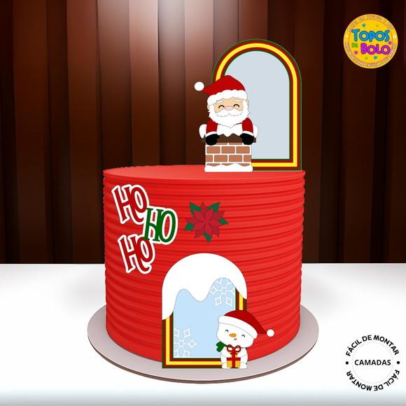 Arquivo de Corte Topo de Bolo Arco Papai Noel