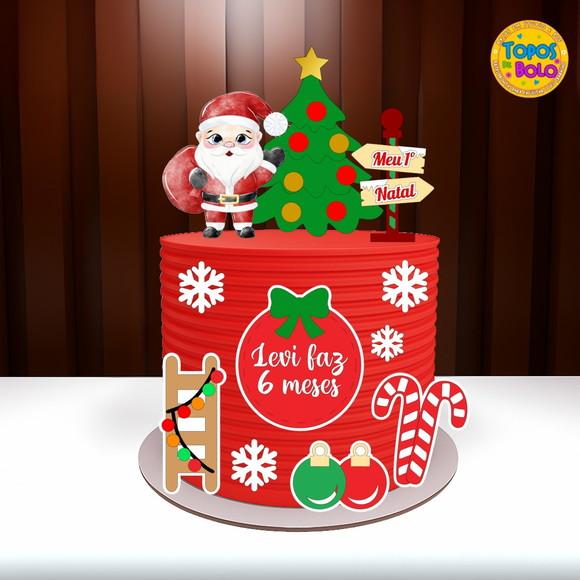 Arquivo de Corte Topo de Bolo Papai Noel Aquarela 01