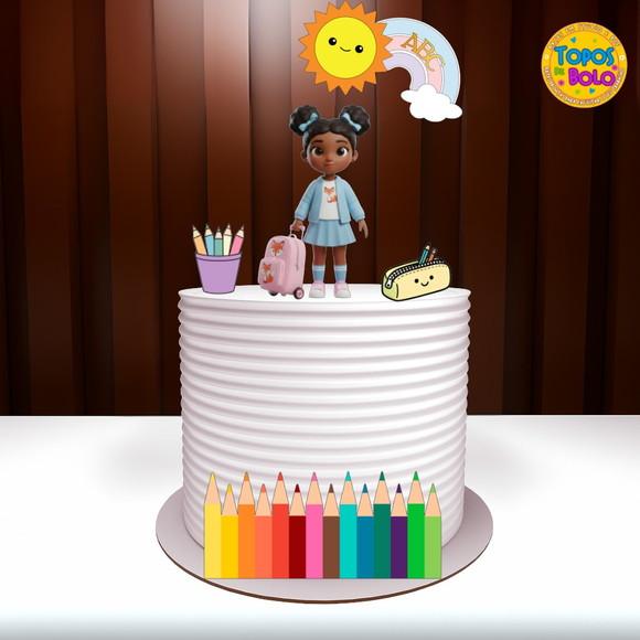 Arquivo de Corte Topo de Bolo Abc Escolar Menina 02