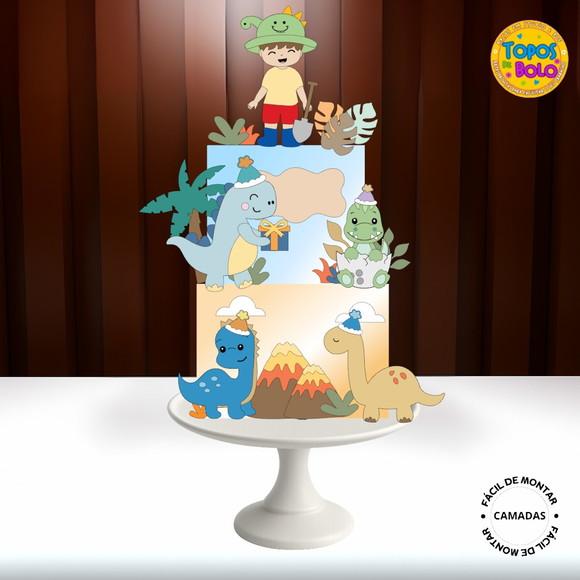 Arquivo de Corte Topo de Bolo Dino Party Kids 01