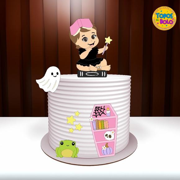 Arquivo de Corte Topo de Bolo Bebê com Livro Halloween