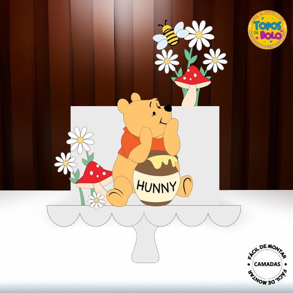 Topo de Bolo Ursinho Pooh em Camadas - Arquivo Studio
