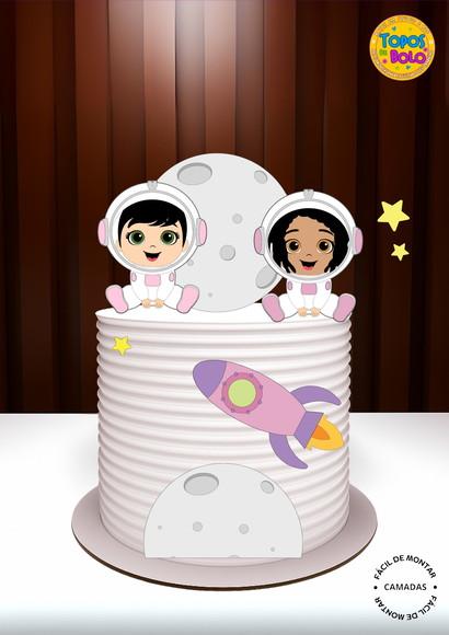 Arquivo de Corte Topo de Bolo Astronauta Menina