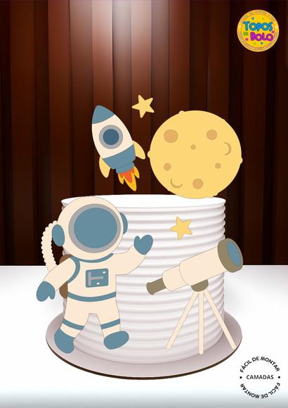 Arquivo de Corte Topo de Bolo Astronauta Telescópio