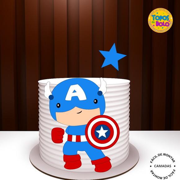 Arquivo de Corte Topo de Bolo Capitão América Cute
