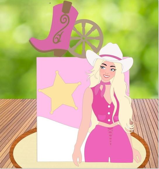 Arquivo de Corte Topo de Bolo Barbie Cowlgirl