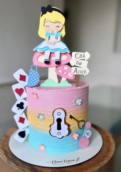 Topo de Bolo Alice País das Maravilhas Cute 2