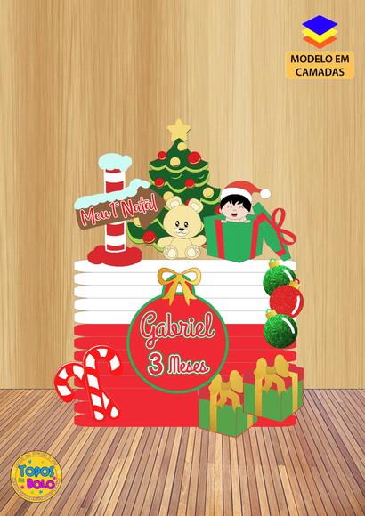 Topo de Bolo Menino Natal Presente