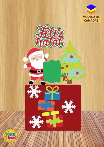 Topo de Bolo Papai Noel Saco de Presentes