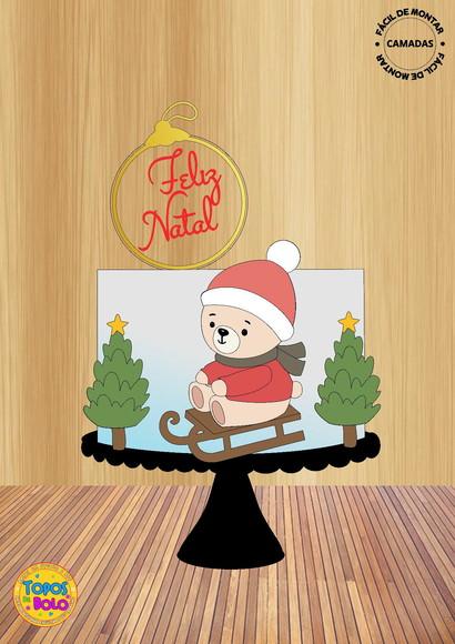 Topo de Bolo Ursinho de Natal 01