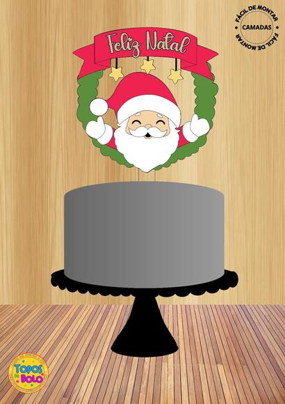 Topo de Bolo Papai Noel Plaquinha Acrilica