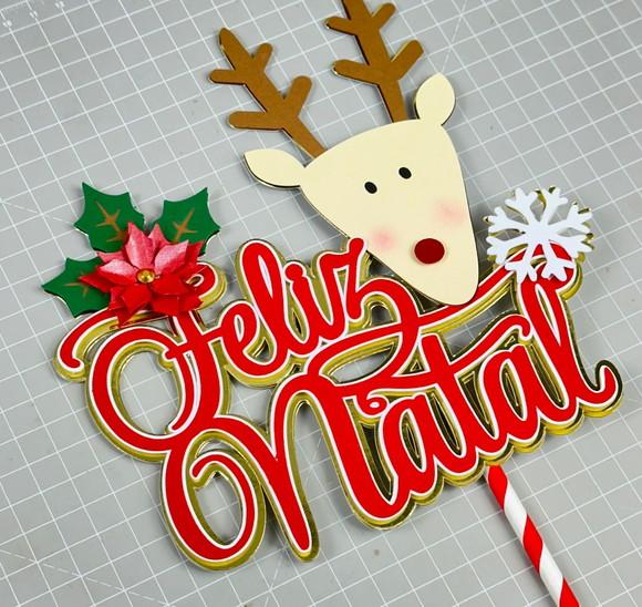 Arquivos de Corte Topo de Bolo Rena Feliz Natal 01