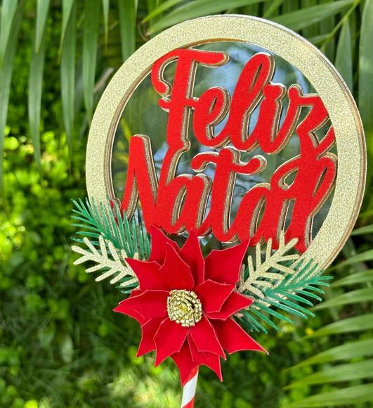 Arquivos de Corte Topo de Bolo Feliz Natal Flor 01