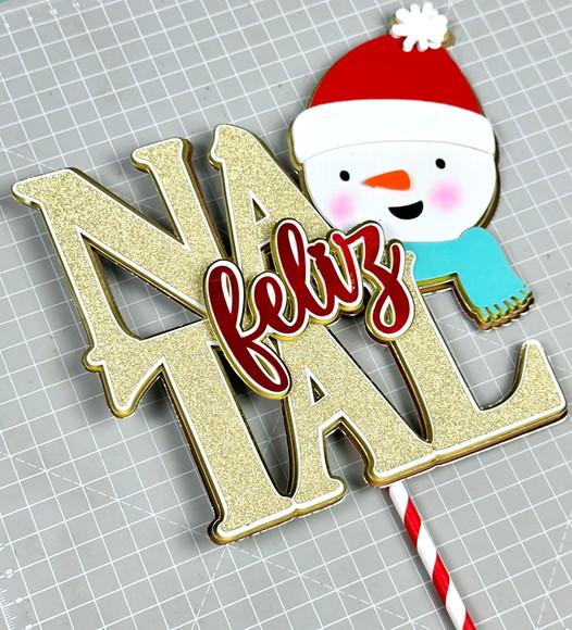 Arquivos de Corte Topo de Bolo Feliz Natal Boneco de Neve 01
