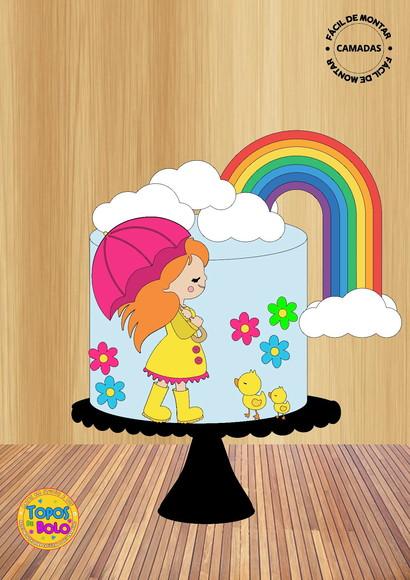 Arquivos de Corte Topo de Bolo Chuva de Cores