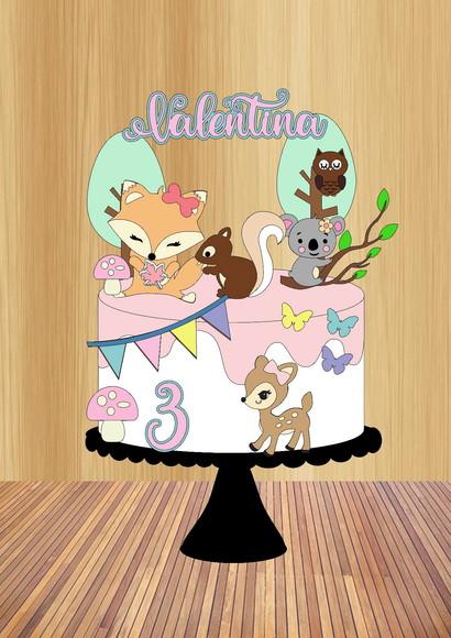 Arquivos de Corte Topo de Bolo Bosque Animais