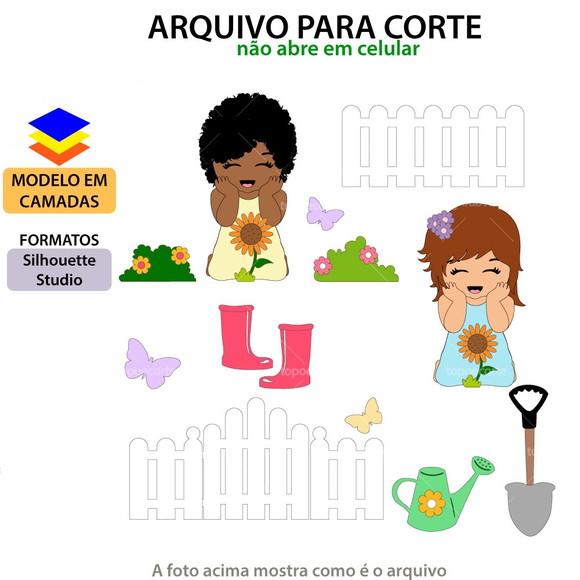 Arquivos de Corte Topo de Bolo Jardim Meninas Camadas