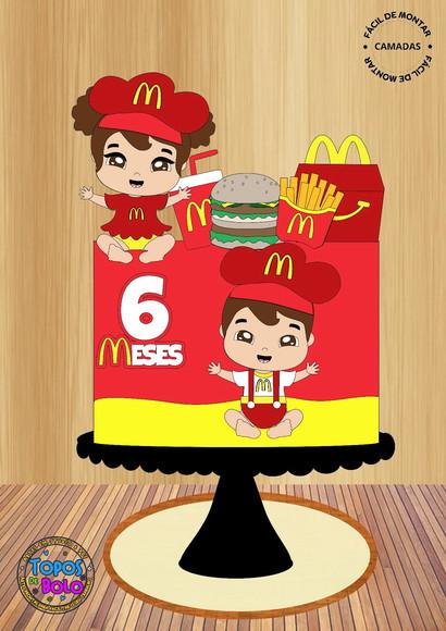 Arquivo de Corte Topo de Bolo Mc Lanches Menino Menina
