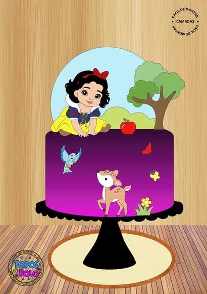 Arquivo de Corte Topo de Bolo Branca de Neve Floresta