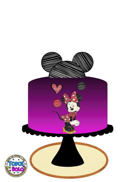 Arquivo de Corte Topo de Bolo Minnie Rabiscada em Pé