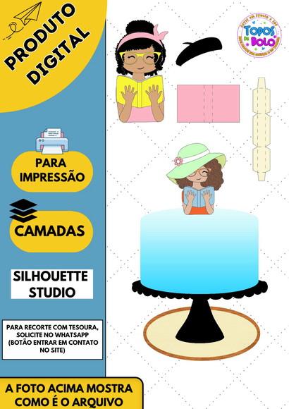 Arquivo de Corte Topo de Bolo Leitora Livros