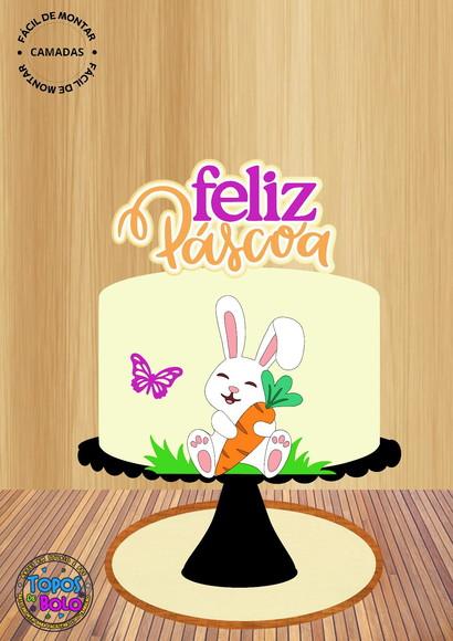 Arquivo de Corte Topo de Bolo Escrita Feliz Páscoa 05