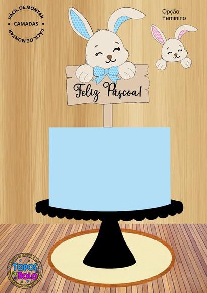 Arquivo de Corte Topo de Bolo Coelho Placa Feliz Pascoa
