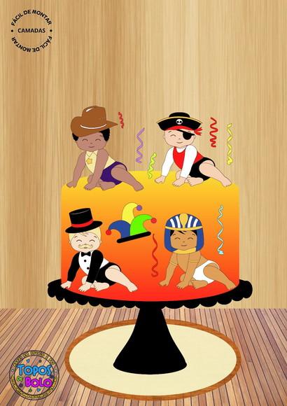 Arquivo de Corte Topo de Bolo Meu Primeiro Carnaval Meninos