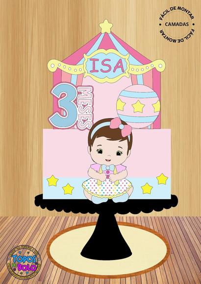 Arquivo de Corte Topo de Bolo Baby Menina Circo