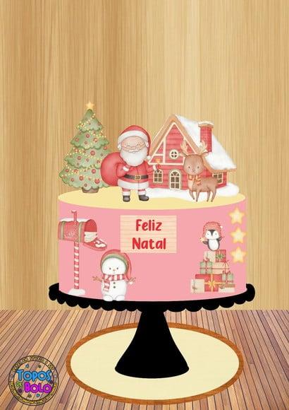 Arquivo de Corte Topo de Bolo Natal Aquarela