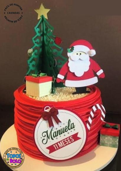 Arquivo de Corte Topo de Bolo Papai Noel e Presente