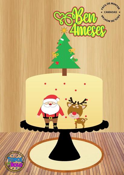 Arquivo de Corte Topo de Bolo Papai Noel e a Rena