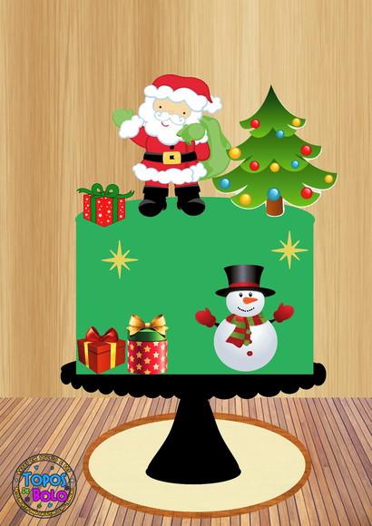 Arquivo de Corte Topo de Bolo Papai Noel e Boneco de Neve