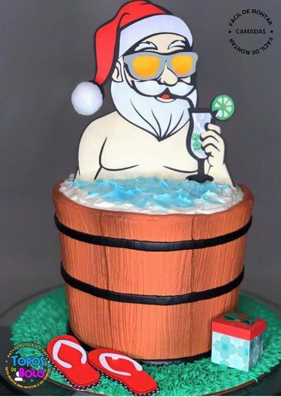 Arquivo de Corte Topo de Bolo Noel na Banheira Oculos