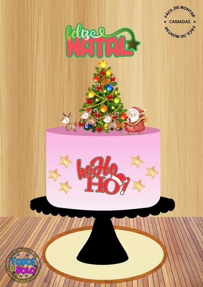 Arquivo de Corte Topo de Bolo Feliz Natal Hohoho 01